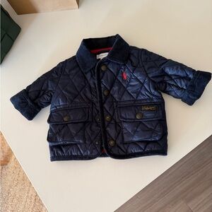 Ralph Lauren Navy Quilted Baby Jacket with Red Pony